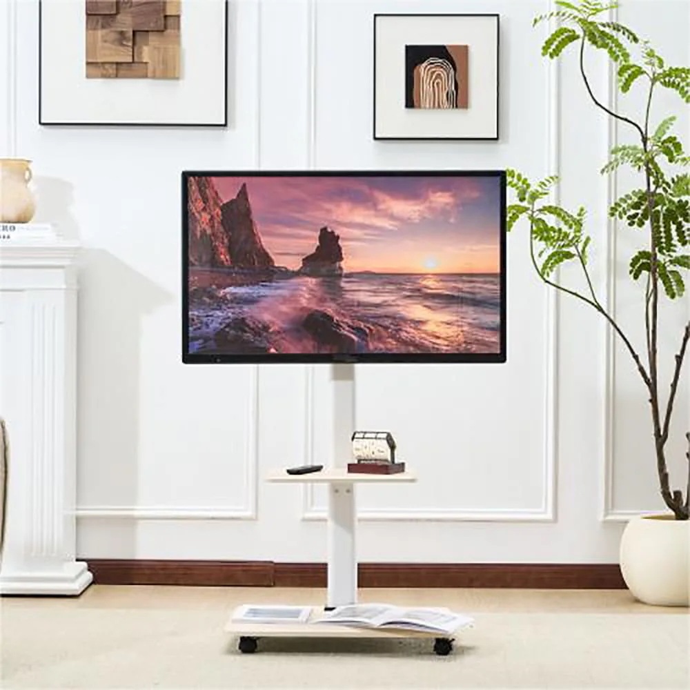 【国内即日発送】テレビスタンド キャスター付き 壁寄せ ロータイプ 耐震 テレビ台 WALL 単品 棚板 セット テレビ 対応 首振り 角度 調整 壁掛け風 おしゃれ シンプル 白 木目 回転 移動式