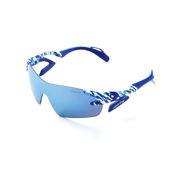ノーズパッドレススポーツサングラス AirFly（エアフライ） AF-301 C-4 ブルーカモフラージュ ミラーレンズ ユニセックス 男女兼用