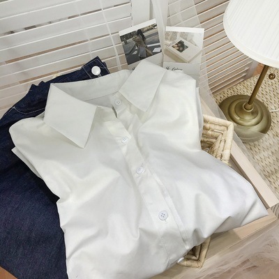 シャツ ブラウス 長袖 襟付き 角襟 ストレート かわいい 大人可愛い きれいめ シンプル カジュアル かっこいい クール 無地 春 秋 冬 オフィス 学生 デート 重ね着 韓国 白 黒