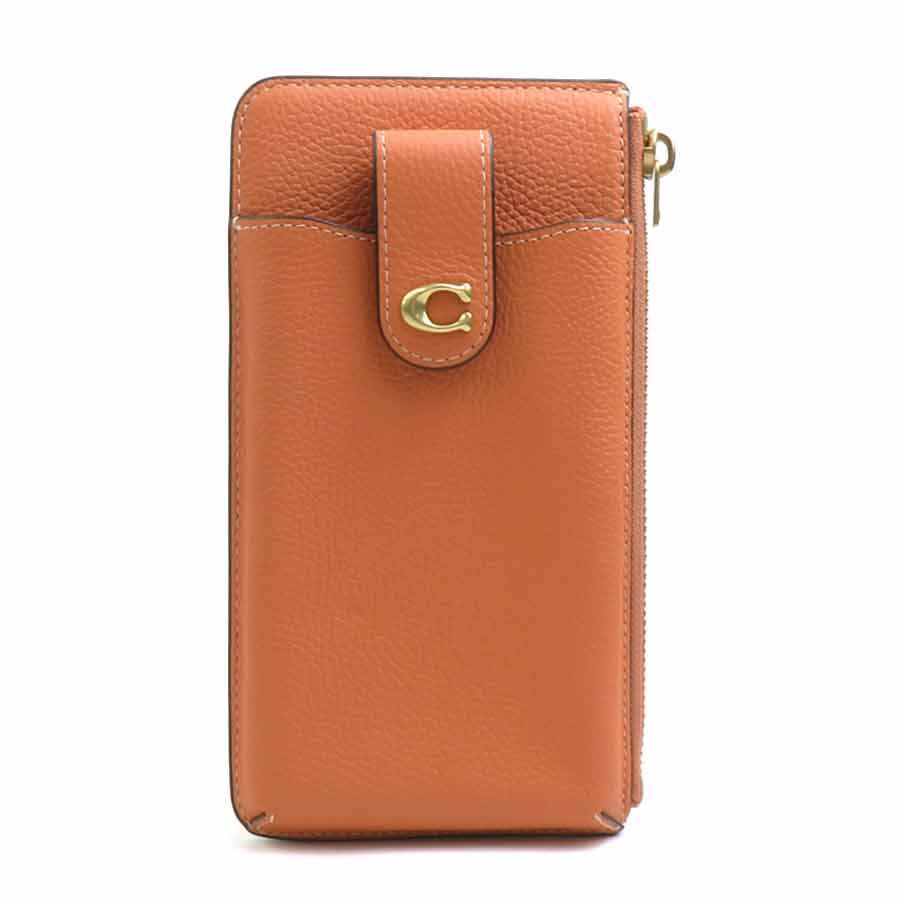 コーチ COACH ポーチ スマホポーチ カードケース レザー オレンジ ユニセックス r10757a