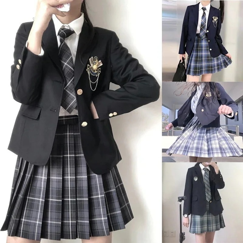 セットアップ レディース 4点セット 長袖 制服 ジャケット シャツ スカート リボン 卒業式 女子 スーツ 卒服 小学校韓国ファッション 女の子 お受験 プリーツスカート きれいめ 学生服 高校
