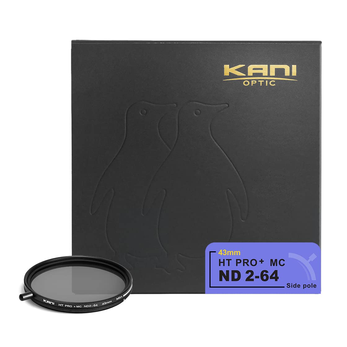 KANI 43mm 可変NDフィルター HT PRO+ MC ND2-64 減光効果最大6絞り分 着脱式調整用ノブ付 高濃度時X状ムラ抑制 低反射 撥水 撥油 防汚 ナノコーティング 811301