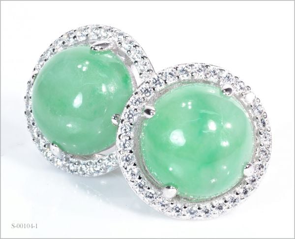 天然石 ヒスイ CZダイヤモンド ピアス 翡翠 ジェイド プレゼント 最高 74