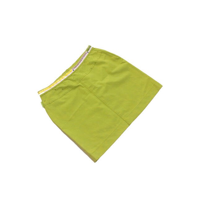 スカート /ミニ丈 /ウエストライン＆ドット入り ライムグリーン系 中古