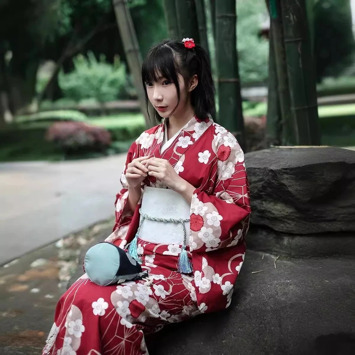 新作登場で更に値引き 着物 花火大会夏祭りワインレッド 浴衣セット レディース