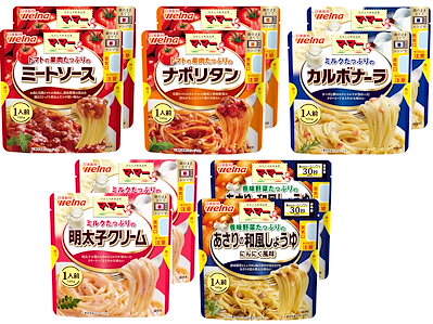他サイト： マ・マーたっぷりシリーズ１人前パスタソース５種類×２個 電子レンジで簡単 パスタソースセット（ミートソースナポリタンカルボナーラ明太子クリームあさりの和風しょの商品画像