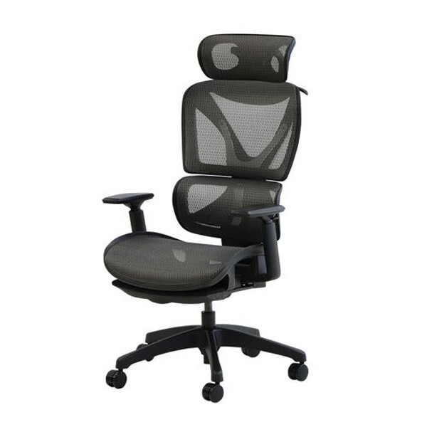 Netforce DX-1HR-BK-W-GY ローズグレー ダイナミクスエックスチェア マットブラックフレーム ヘッドレスト・ハンガー付き メーカー直送