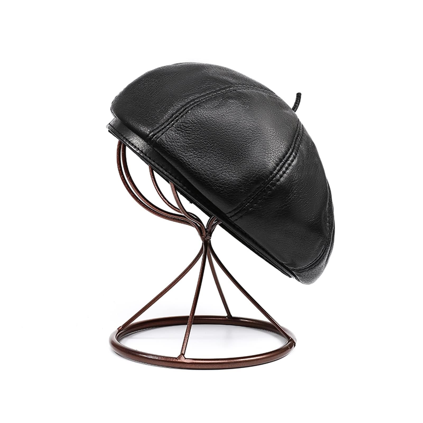 [JGBVFFH] Pudi女性純正レザーベレー帽キャップ帽子2021 男性本物の羊の革のニュースボーイベレー帽帽子帽子HL931(Brown L)