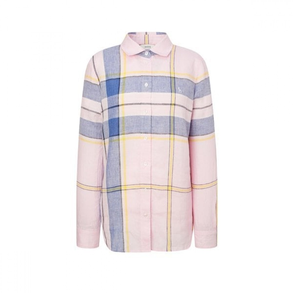 [25SS] リネンチェックシャツピンク HSSH5BC32P1 12,771円
