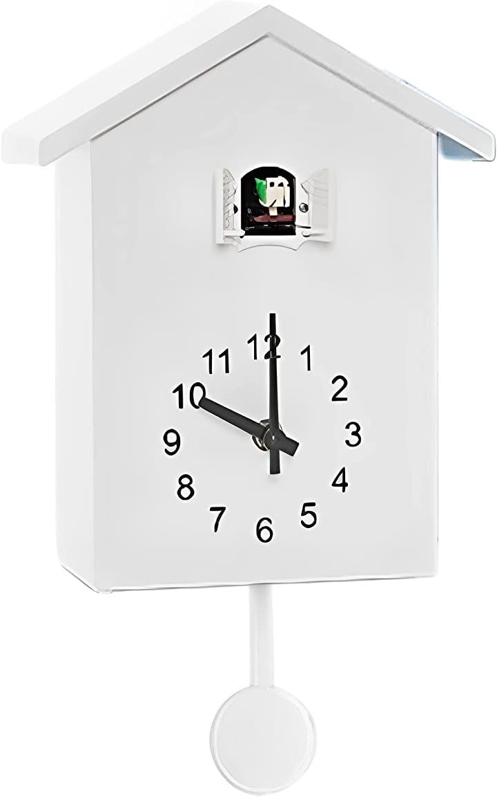 時計 鳩時計 掛け時計 置き時計 2Way 壁掛け 振り子 クロック 静音 可愛い ストレス 北欧 インテリア アンティーク( ホワイト)