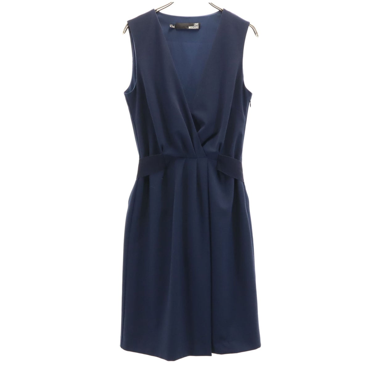 LOVEMOSCHINO ラブモスキーノ イタリア製 ウールブレンド ノースリーブ ワンピース 6 ネイビー レディース 古着