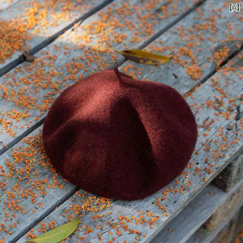 レディース ファッション 服 オシャレ カワイイ 女性用 シンプル 大人カワイイ 大きいサイズ 婦人服 レトロ ベレー 帽 ウール スタイル 画家帽子 レトロ ベレー 帽