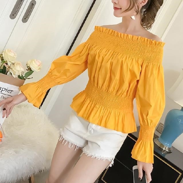 2260.フリルオフショルダーブラウス(イエロー) 2019 春夏 新作 大人 かわいい カジュアル OL 20代 30代 デート服 女子会 100,000円