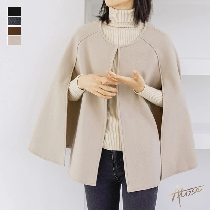 【短納期】アーム スリット ポンチョ ジャケット ショート アウター 長袖 スリット 大人 きれいめ 上品 秋冬 長袖 レディース ケープコート 春アウター 春コート カーデ