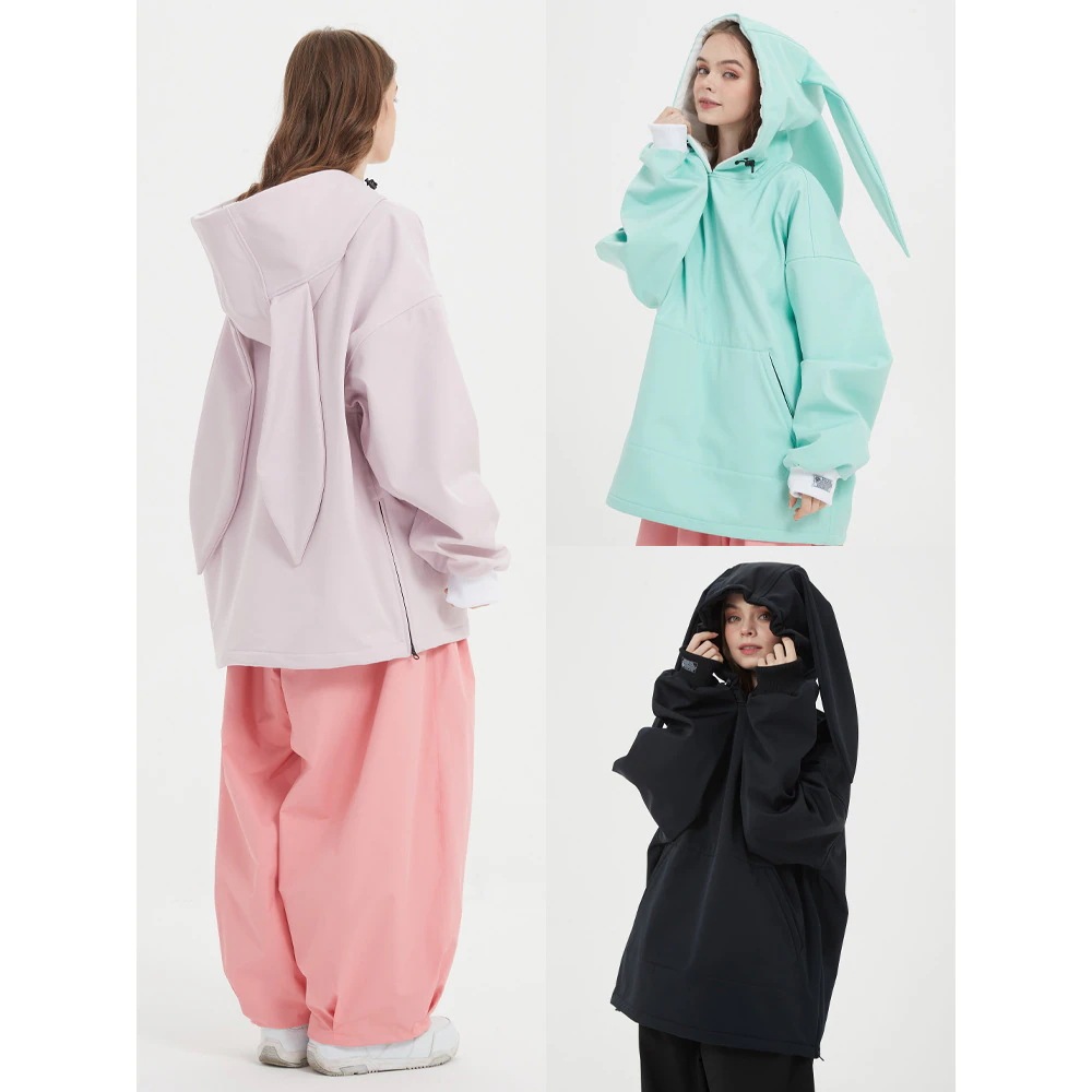 スノーボードウェア ウサギ耳 可愛い 6カラー メンズ レディース トップス トレーナー ジャケット アウター スノボウェア スノーウェア スキーウェア スノボーウェア 韓国風 防風 防水 防雪 防寒