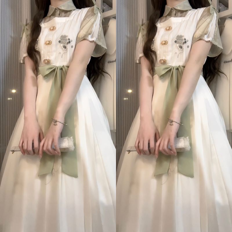 正規品デザイン青提詞新韓国cos要素ワンピース半袖シャツセット夏