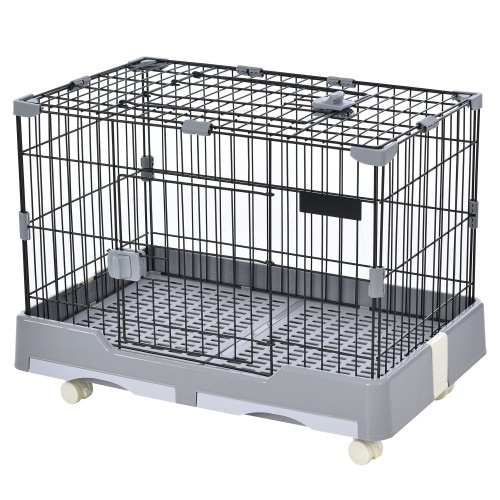 キャスター付き小動物ケージ天井取り付けドア組み立て簡単小動物に適していますスチール製引き出し式トイレ付き