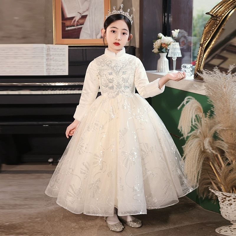 【2枚購入で 3oo円OFF】女の子のドレスフラワーズウェディングリトルガールズチルドレンズホストコスムプリンセスドレス秋と冬