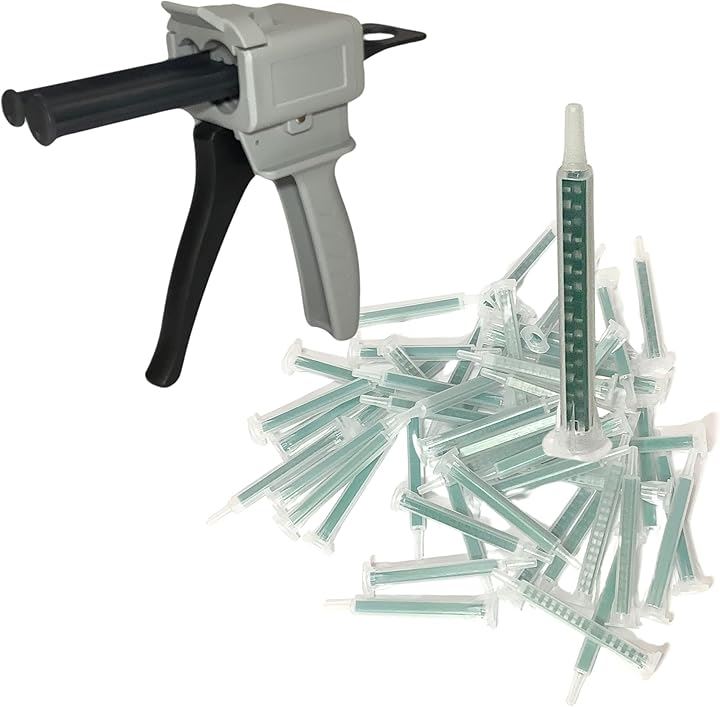 エポキシ 接着剤用 ディスペンサーガン 1:1 2:1 2液混合50ml ミキシングノズル(ガン＋ノズル１００本)