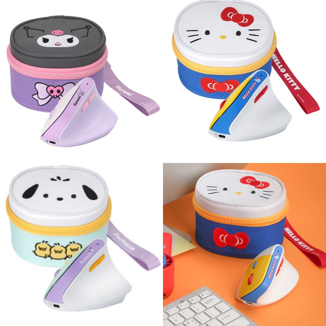 Sanrio Genuine Vertical 2.4Ghz Silent Wireless mouse Hellokitty, Kuromi
