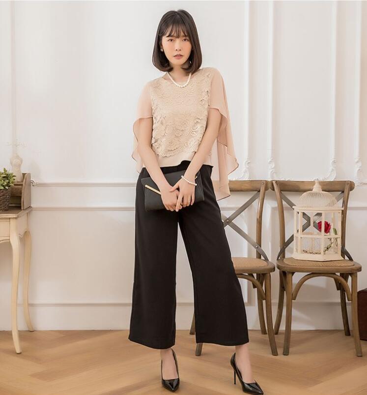 セットアップ きれいめ 春夏 レディース ワイドパンツ ガチョウパンツ パンツスーツ OL オフィス 通勤 事務服 エレガント 2点セット 上品 フォーマル 入学式 卒業式 30代40代50代 ママ