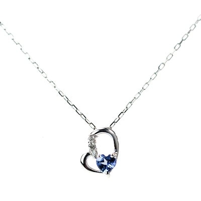 ❤︎ページ ダイヤモンドとタンザナイトのオープンハート ネックレス K10WG