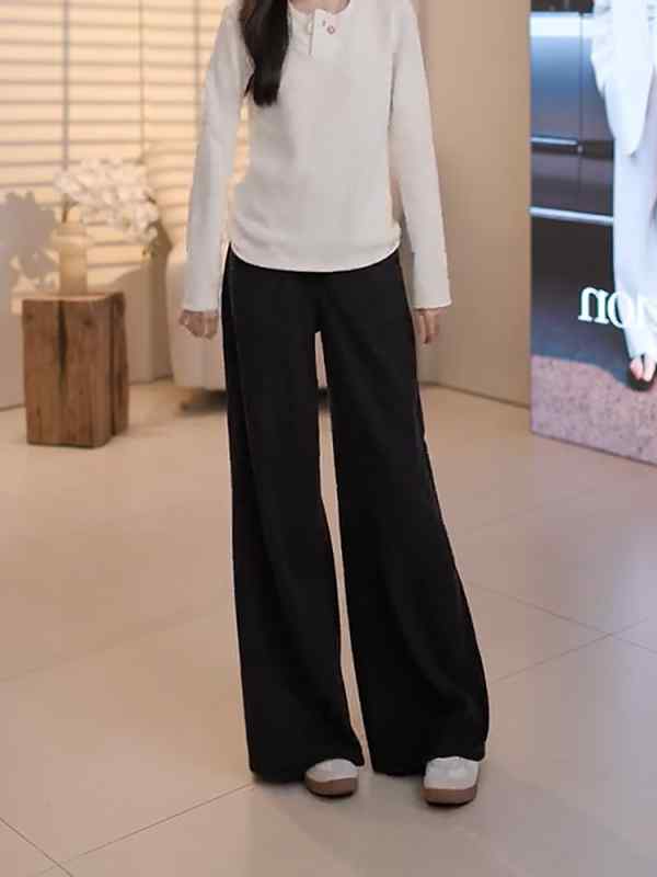 レディース ファッション オシャレ カワイイ シンプル 人カワイイ きいサイズ ブラック アメリカン ハイウエスト ストレート ワイド レッグ ジーンズ スリム ロング パンツ