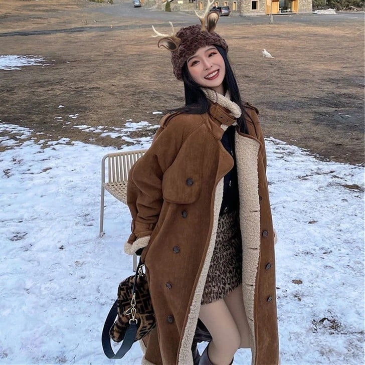 中綿トップス 中綿コート 鹿皮ジャケット セミロング 暖かい 防寒 シンプル ラムズウール カジュアル 裏起毛ファッション 厚手ダウン混綿ジャケット 福袋