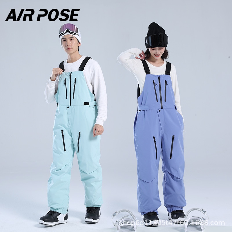 2025滑雪裤女男防水防风2024加棉宽松冬季户外背带裤子