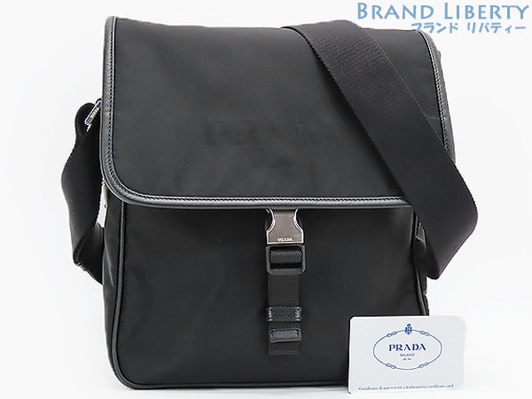 超美品プラダテスートサフィアーノ斜め掛けショルダーバッグメッセンジャーバッグブラックナイロンVA0770