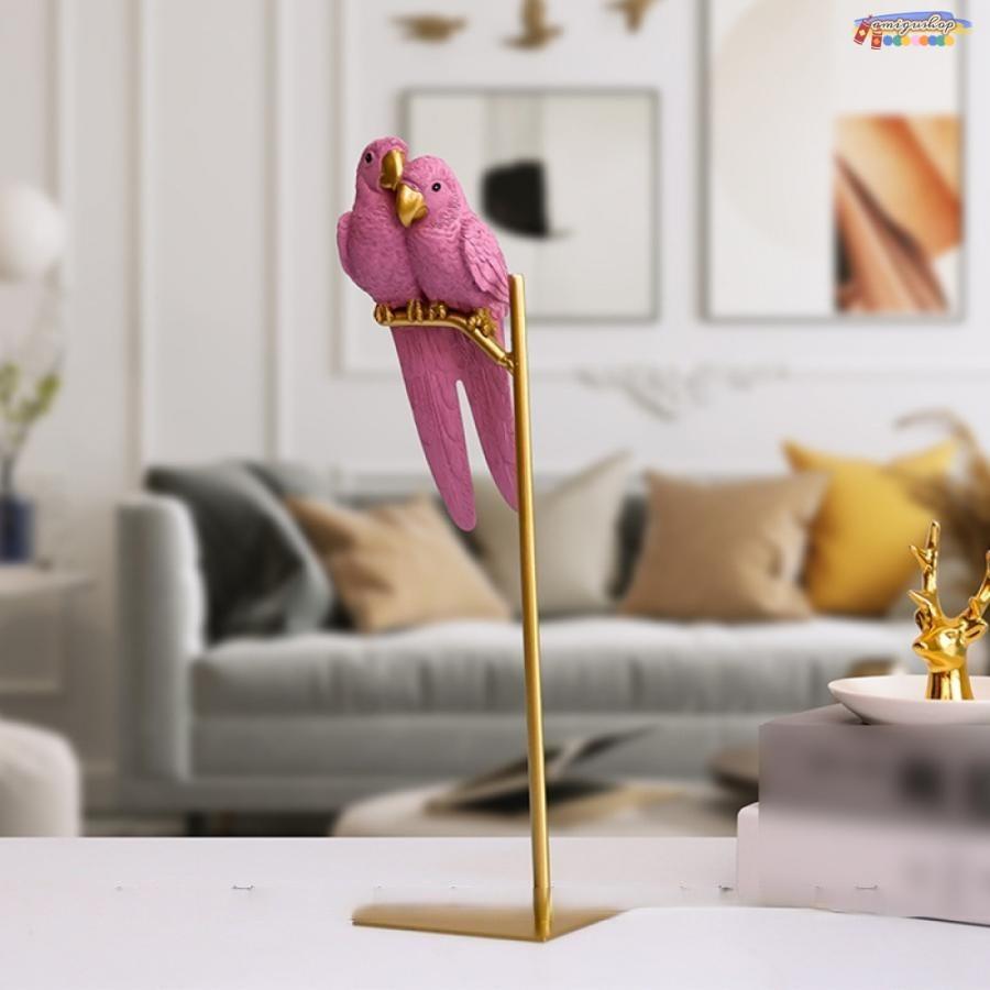 鳥 オブジェ 置物 彫刻デスク装飾 インコ 動物の置物 綺麗な置物 鳥のフィギュア 本物そっくり 動物のオブジェ 風水置物 鳥オブジェ 置き物