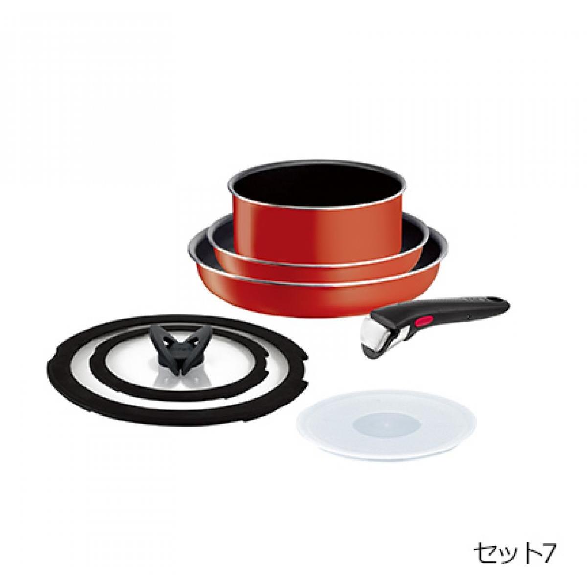 T-fal ティファール インジニオ・ネオ パプリカレッド 7点セット L15190 ガス火 鍋 フライパン セット 取っ手 とれる IH非対応