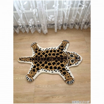 インド製ラグ Animal mat アニマルマット Leopard/BE ヒョウベージュ 80×100