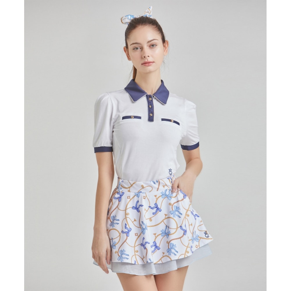 チュチュチュパフバックメッシュカラー半袖Tシャツ (ホワイト) CBFSS-TS004W