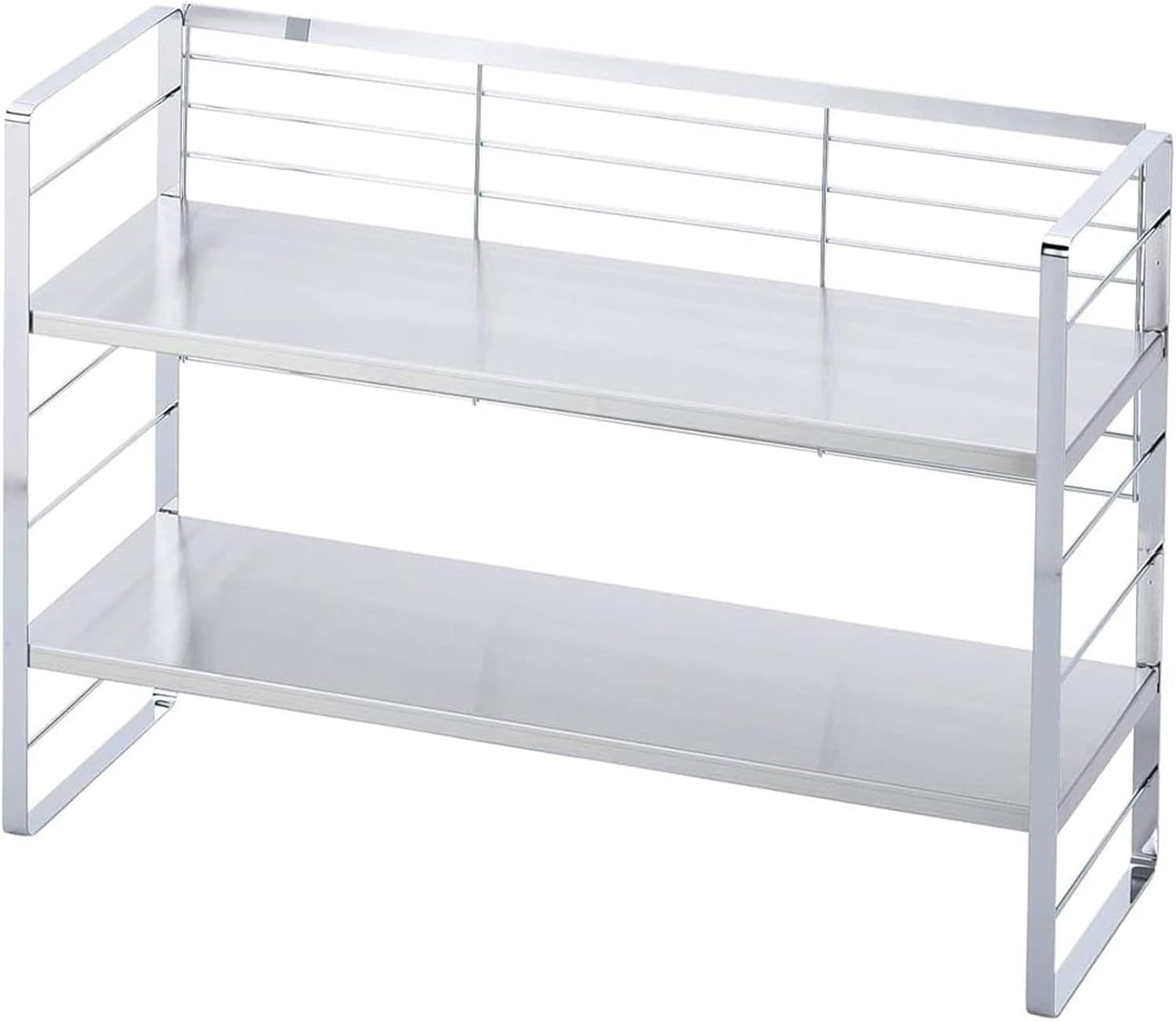 高さ調節できる キッチンラック 幅58cm 【日本製】 収納ラック 棚2段 デッドスペース活用 調味料 鍋 オイルポット シンク上 組み立て簡単 頑丈 ステンレス 燕三条 38019