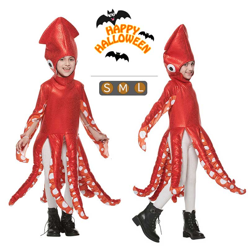 【急速出荷】ハロウィン 衣装 子供　ハロウィン イカ コスプレ 衣装 コスチューム 面白い 楽しい 舞台 イベント パーティー 在庫処分 バーゲン タコ　たこ　いか