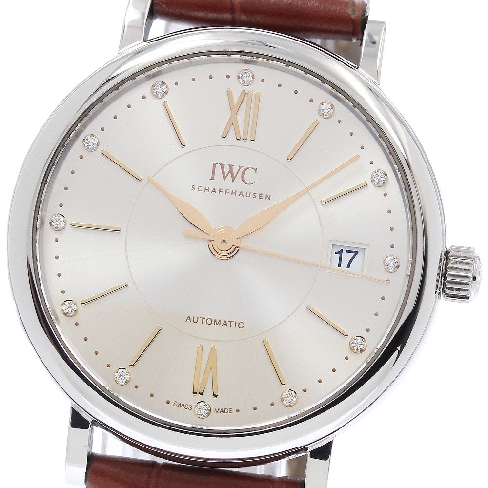 IWC IWC SCHAFFHAUSEN IW458101 ポートフィノ 12Pダイヤ デイト 自動巻き ボーイズ 保証書付き_955735【中古】