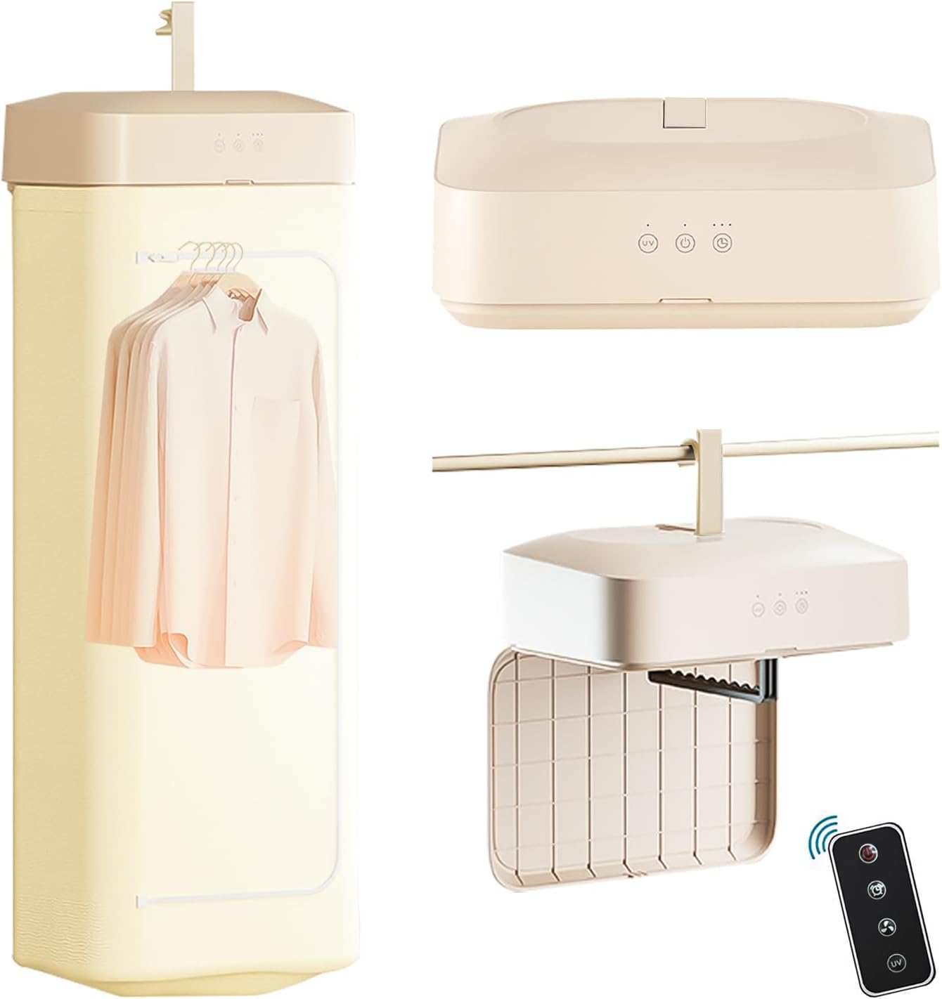 衣類乾燥機 折り畳み ポータブル ハンガー リモコン付き 壁掛け式 室内 衣類ヒーター 梅雨対策 小型 軽量 一人暮らし 家庭用 旅行 出張 600W [並行輸入品]