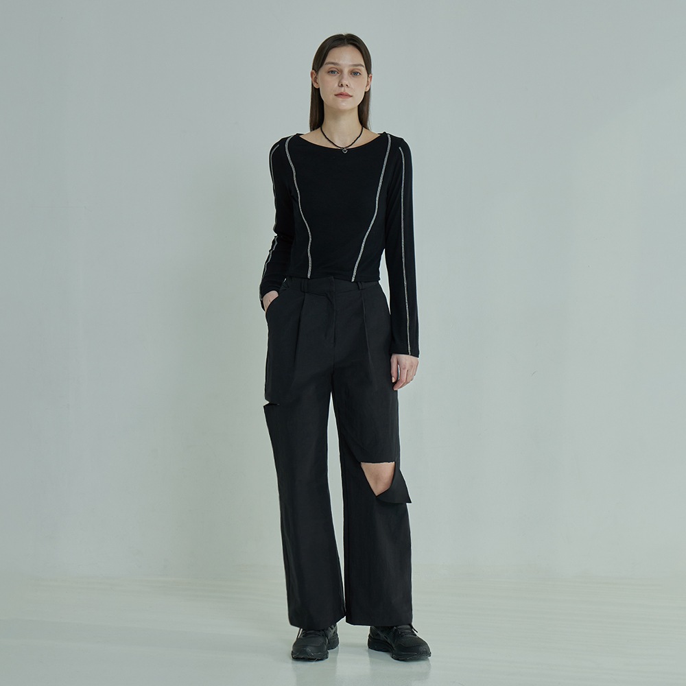 CUT-OUT PANTS(BLACK, PINK)