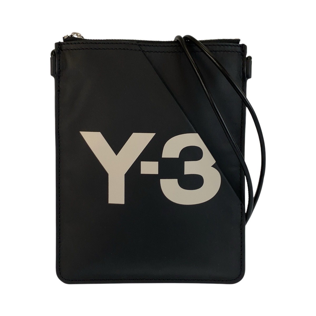 美品 Y-3 ブラック 黒 ホワイト レザー ショルダーバッグ ポシェット レディース 600988