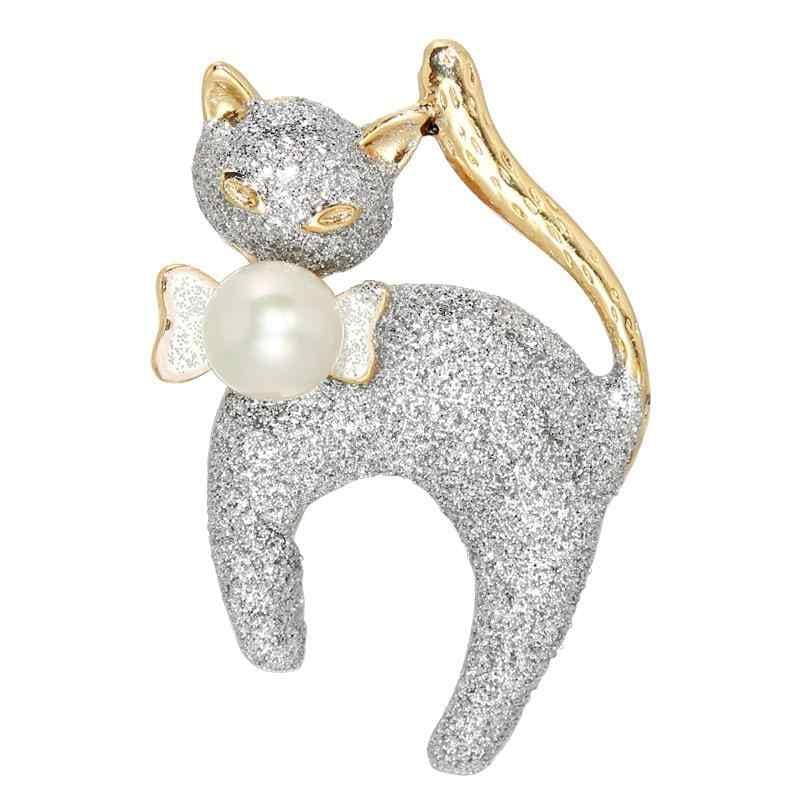 猫 ブローチ かわいい スーツ アクセサリー 動物 キャット レディース 胸飾り 装飾品 パール かわいい 動物 コサージュピン セーター コート アクセサリー ギフト
