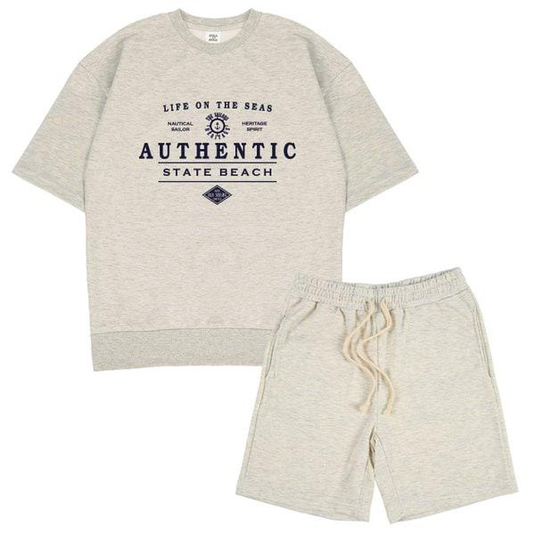 STATE BEACH オーバーフィット半袖スウェットシャツ ショートパンツ セットアップ 6カラー