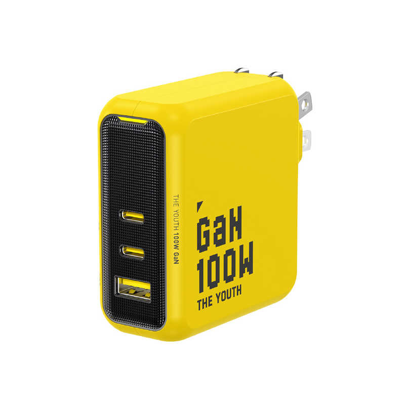 AOHI　PD-USB充電器 YOUTH PRO 100W USB A×1ポート USB C×2ポート PC/タブレット/携帯電話 100W急速充電　RE-JEYTP100YL1