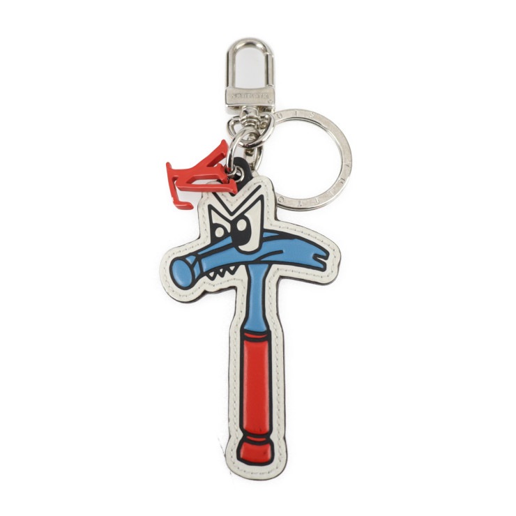 LVコミック ポルトクレ ハンマー モノグラム キーホルダー MP3107 PVC メタル ブラウン 赤 青 白 シルバー金具 キーリング ビトン【本物保証】