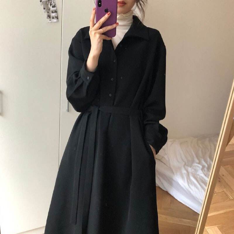 ワンピース ロングワンピース ロング ロング丈 マキシ マキシ丈 ミモレ ミモレ丈 シャツワンピ シャツ 長そで 長袖 ウエストリボン リボン シック 上品 きれいめ 春夏 春 夏 秋冬 秋 冬 ママ