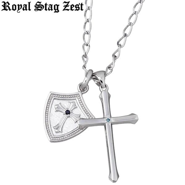 ロイヤルスタッグゼスト Royal Stag クロス シルバー ネックレス ブルーダイヤモンド CZ 10,296円