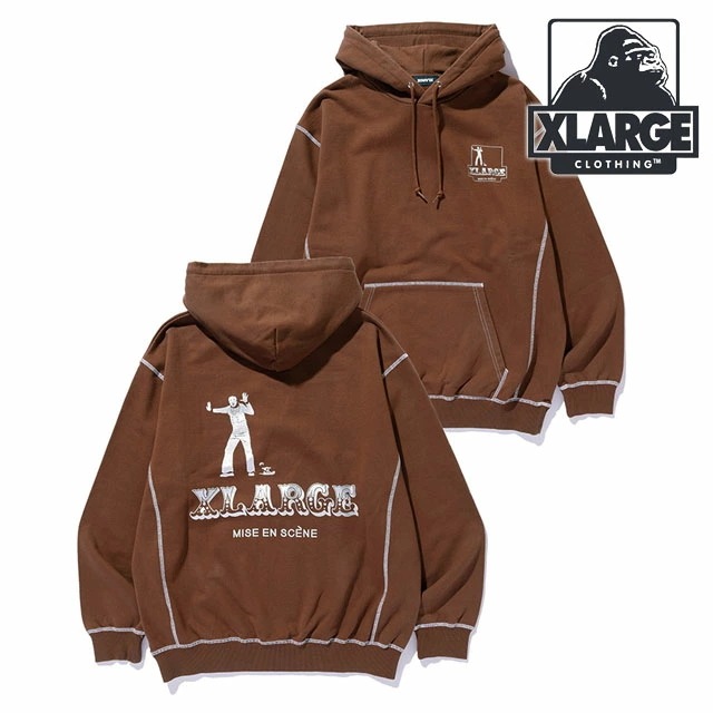 コントラスト ステッチ プルオーバー フーデッド スウェットシャツ [101251012007] メンズ トップス パーカー BROWN