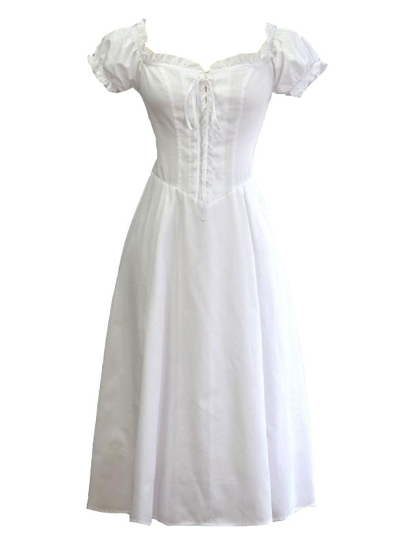 【全店任意2枚購入で100円OFF】クラシックロリータドレスOPパフスリーブレースアップフリルロリータワンピースドレス