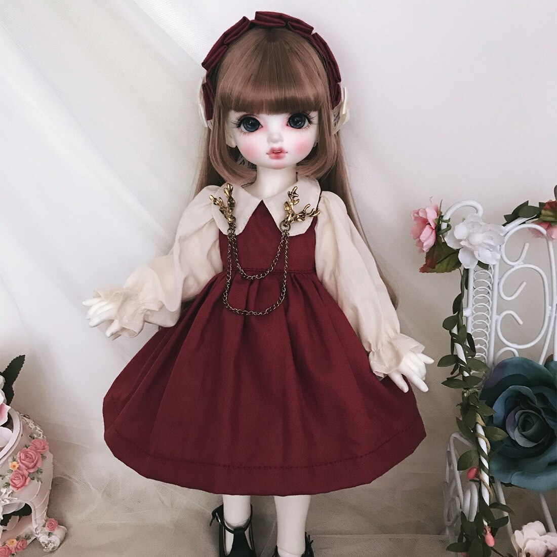 ヴィンテージロイヤルコートパッチワークドレスの服セットのため1/6 bjd人形子供知育玩具誕生日プレゼント型2なし人形