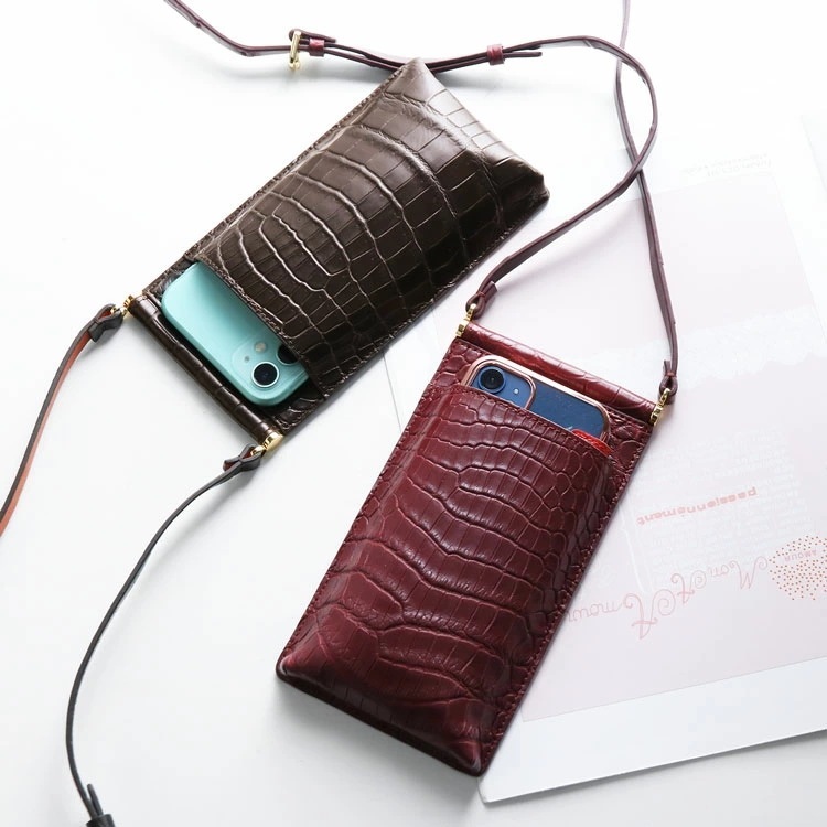 クロコダイルスマホポーチポシェットマット加工